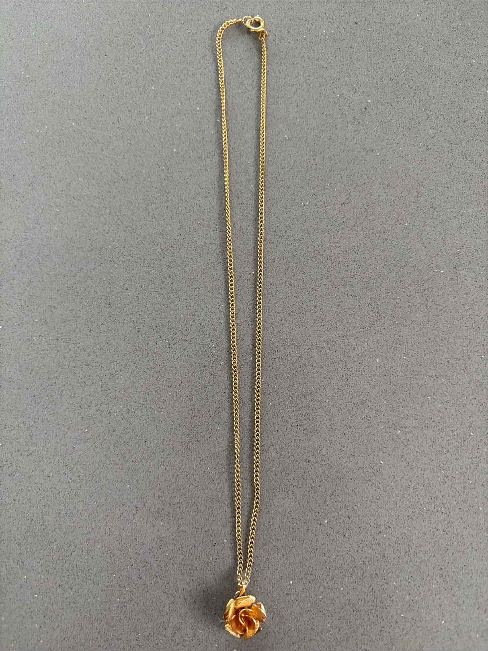 Gold tone Rose Pendant Necklace 1980s